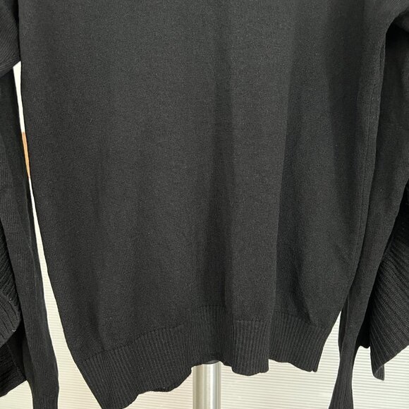ANTHROPOLOGIE NAADAM Merino Wool Cashmere Black Ruffle Crewneck‎ Sweater Sz L - Picture 11 of 15